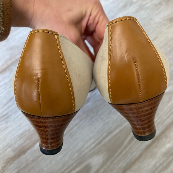 Gucci Cream & tan Capped Toe kitten Heels - Picture 3 of 6